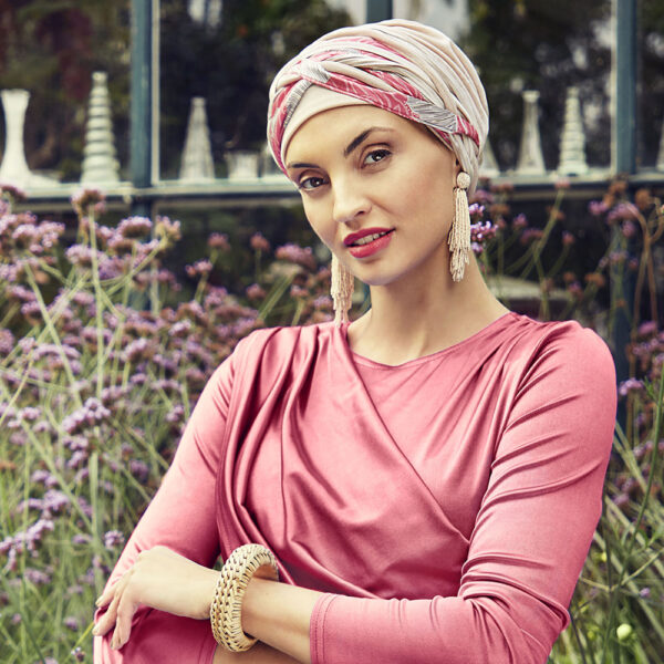 Hoc Scarlett Boho turban, Soft Beige et Red