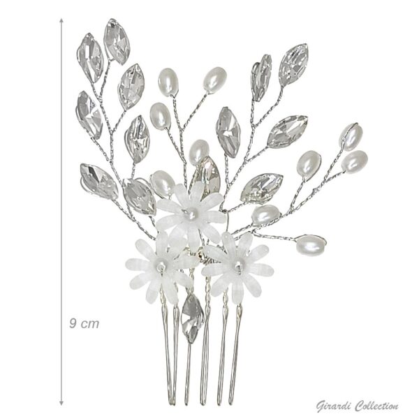 Strassikivi ja helmi koristeltu sivukampa