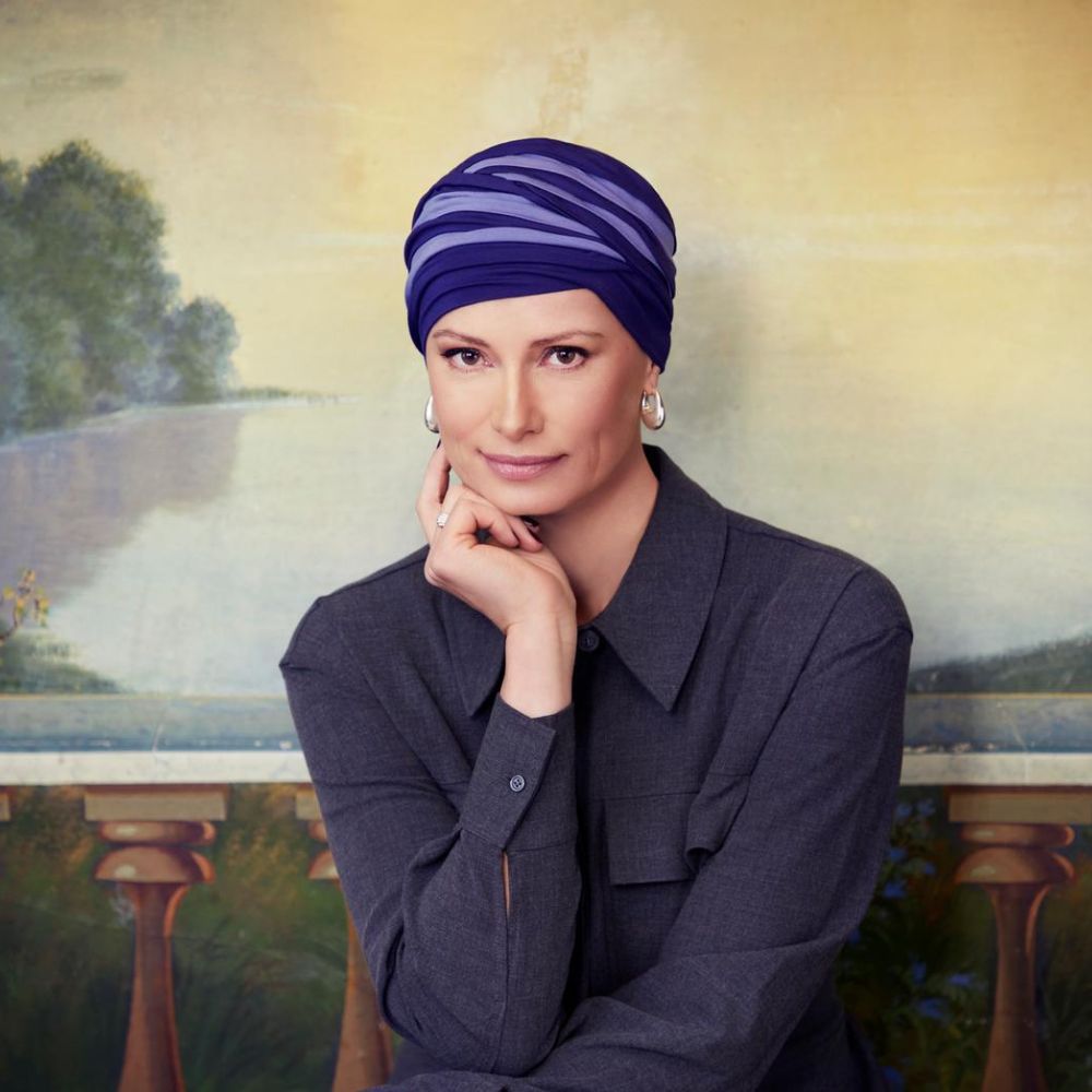 HOC Shanti Turban, Dark Blue/Light Lilac