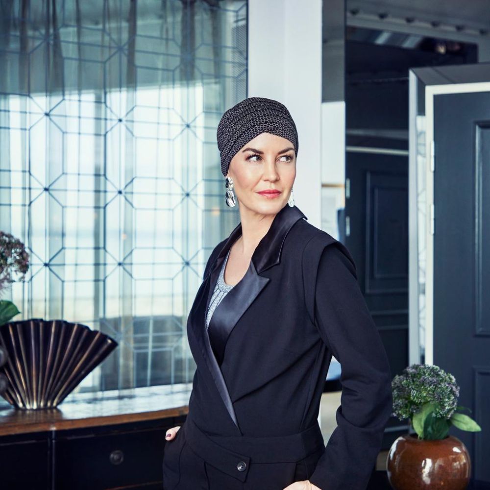 HOC Yoga Turban, Black n Beige